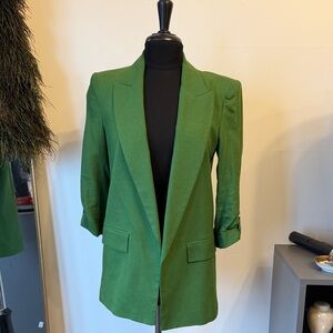 Green Linen Blend Women's Blazer